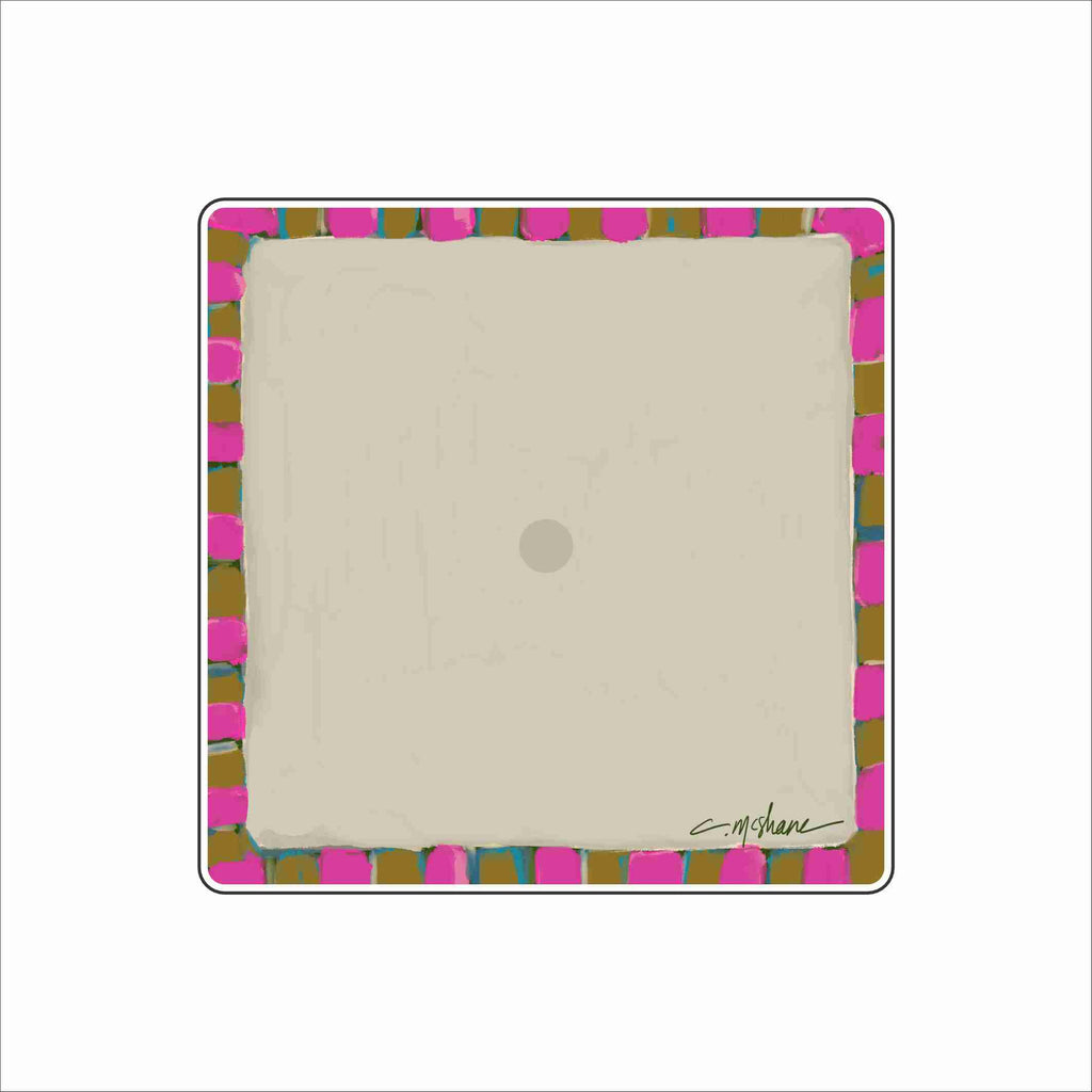 CMS-1873 Pink & Gold Stripe Magnet Block | 0.75Acrylic Charm Base with Steel Disc