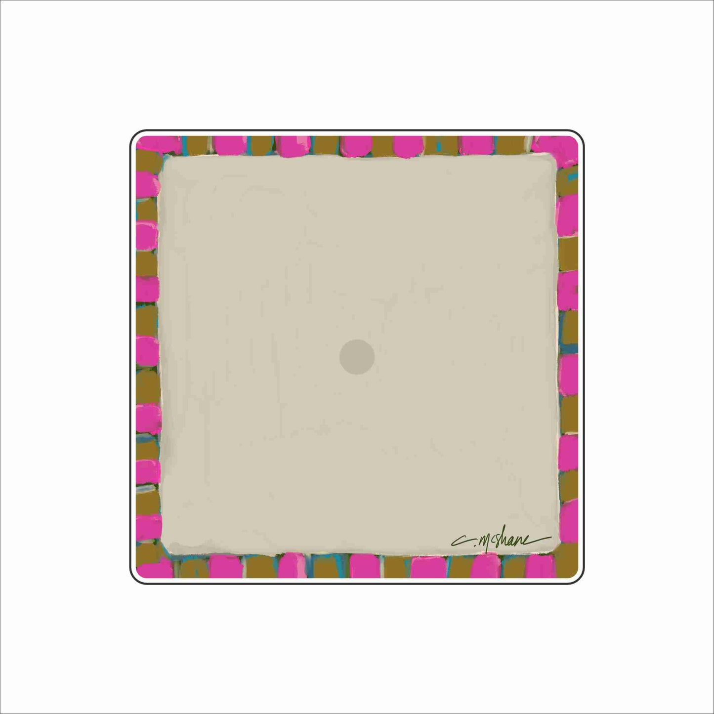 CMS-1873 Pink & Gold Stripe Magnet Block | 0.75Acrylic Charm Base with Steel Disc