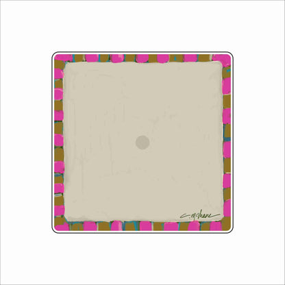 CMS-1873 Pink & Gold Stripe Magnet Block | 0.75Acrylic Charm Base with Steel Disc