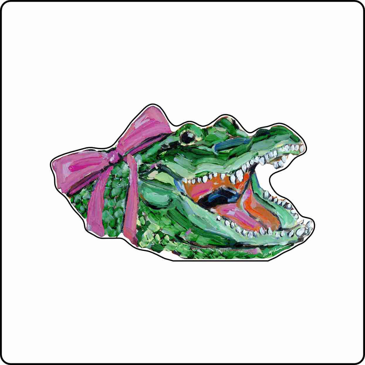 CMS-1887 Gator Pink Bow Magnet | 0.125Acrylic Magnet | Set of 10