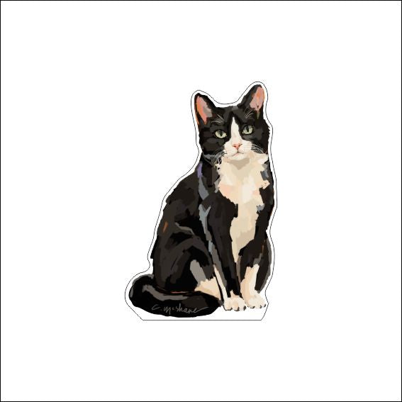 CMS-1944 Tuxedo Black & White Cat | Acrylic Contour
