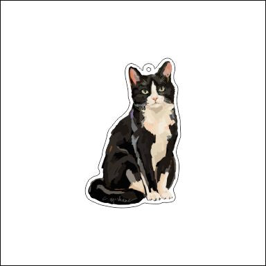 CMS-1948 Tuxedo Black & White Cat Bag Charm | 0.125Acrylic Bag Charm | Set of 10