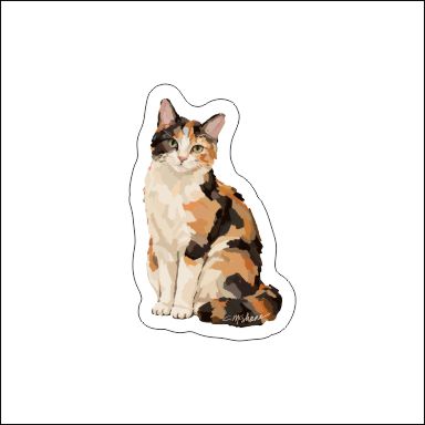 CMS-1955 Calico Cat Sticker | Removable Sticker | Set of 10