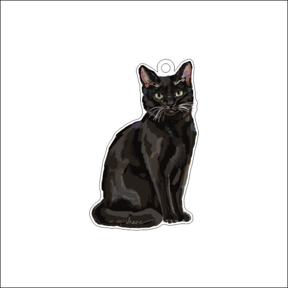 CMS-1964 Black Cat Ornament | 0.25Acrylic Ornament & Ribbon | Case of 25
