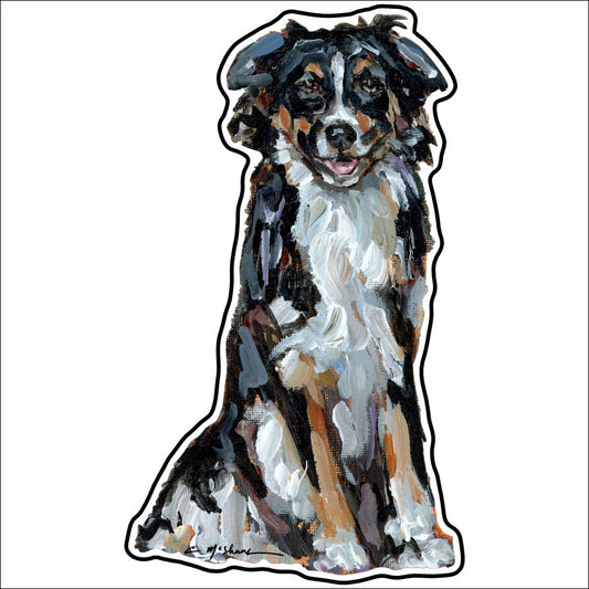CMS-836-C10 Australian Shepherd Black & White Tri Button | 0.125Acrylic Button | Case of 10
