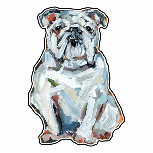 CMS-857-C10 Bulldog White Button | 0.125Acrylic Button | Case of 10