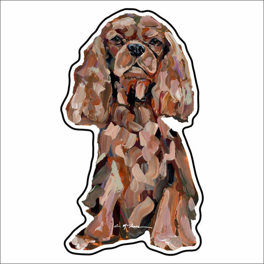 CMS-861-C10 Cavalier King Charles Ruby Sitting Button | 0.125Acrylic Button | Case of 10
