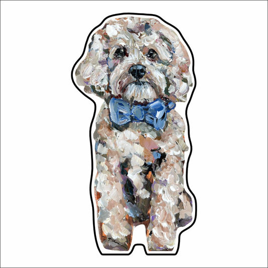 CMS-863-C10 Cavapoo Blonde with Blue Bow Button | 0.125Acrylic Button | Case of 10