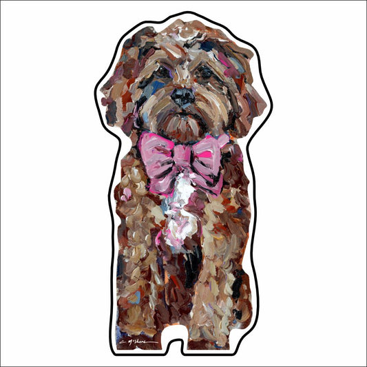 CMS-866-C10 Cavapoo Red with Pink Bow Button | 0.125Acrylic Button | Case of 10