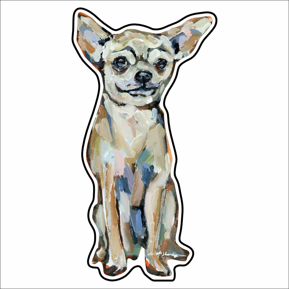 CMS-748-C10 Chihuahua Light Sitting Sticker |  Removable | Case of 10