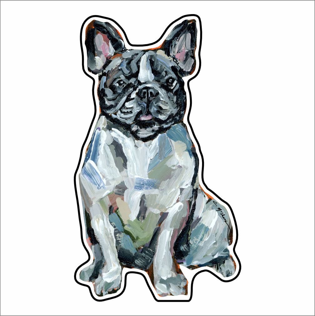 CMS-889-C10 Frenchie Black & White Button | 0.125Acrylic Button | Case of 10