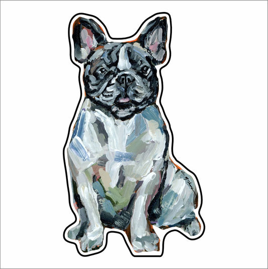 CMS-889-C10 Frenchie Black & White Button | 0.125Acrylic Button | Case of 10