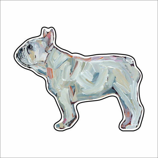 CMS-894-C10 Frenchie White Button | 0.125Acrylic Button | Case of 10