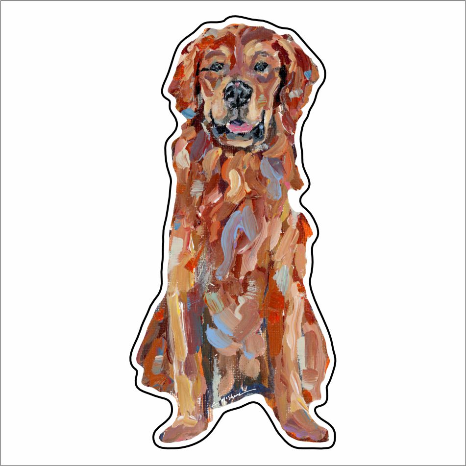 CMS-899-C10 Golden Retriever Red Sitting Button | 0.125Acrylic Button | Case of 10