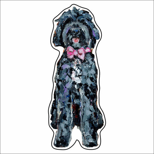 CMS-902-C10 Goldenoodle Black With Pink Bow Button | 0.125Acrylic Button | Case of 10