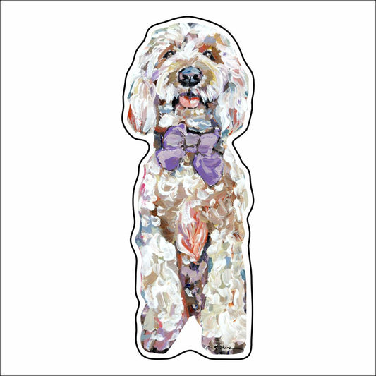 CMS-906-C10 Goldendoodle Purple Bow Button | 0.125Acrylic Button | Case of 10