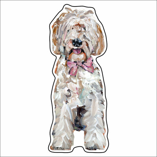 CMS-909-C10 Goldendoodle with Pink Bow Button | 0.125Acrylic Button | Case of 10