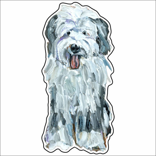 CMS-924-C10 Old English Sheepdog Gray & White Button | 0.125Acrylic Button | Case of 10