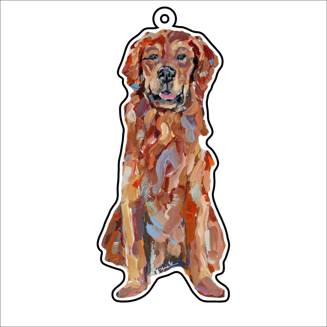 CMS-1147-C10 Golden Retriever Red Sitting Bag Charm | 0.125Acrylic Bag Charm | Case of 10
