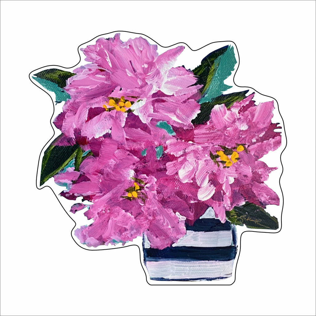 CNJ-004 Rhododendron Navy Striped Vase | 0.75Acrylic Contour |