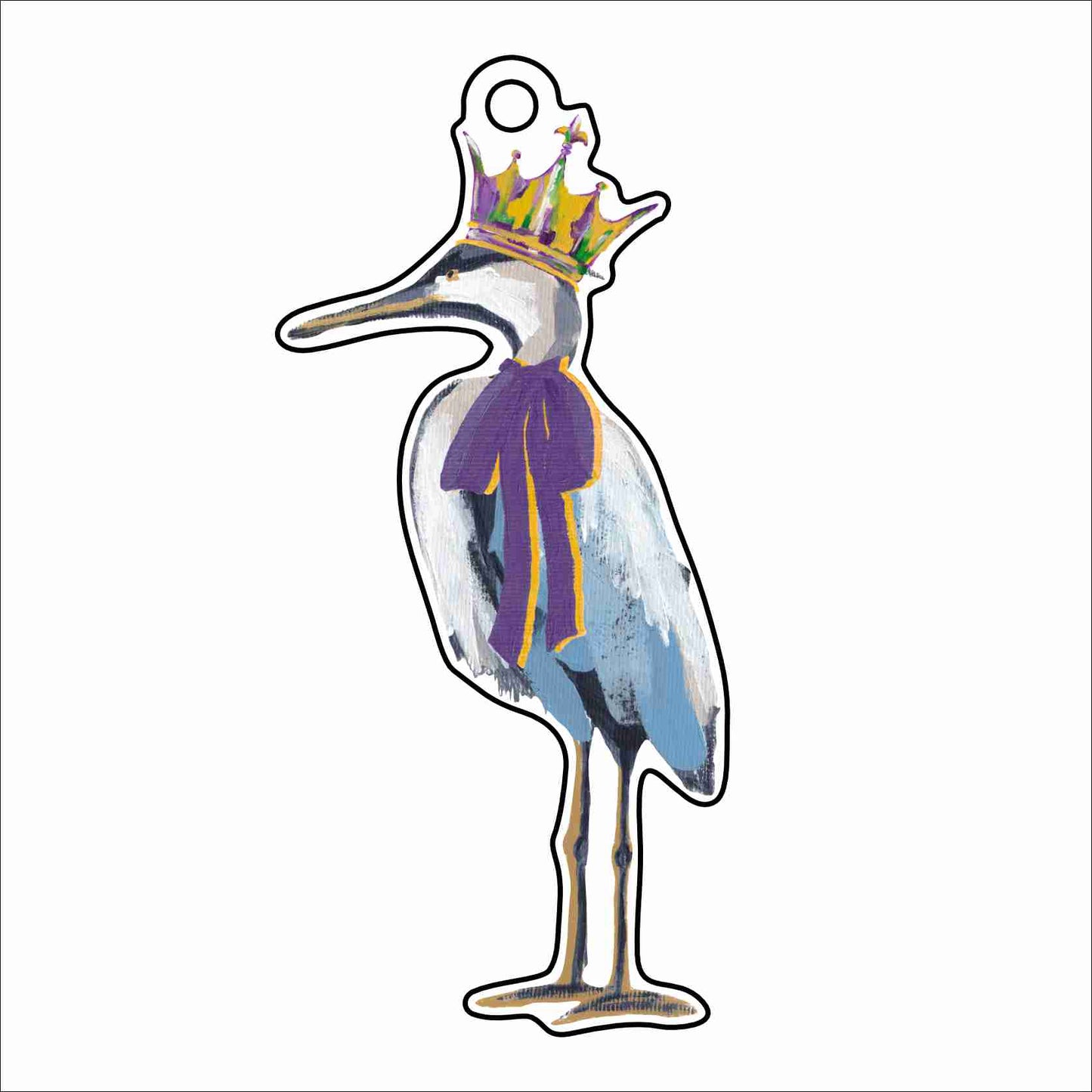 CRMG-012 Mardi Gras Heron Ornament | 0.125Acrylic Ornament
