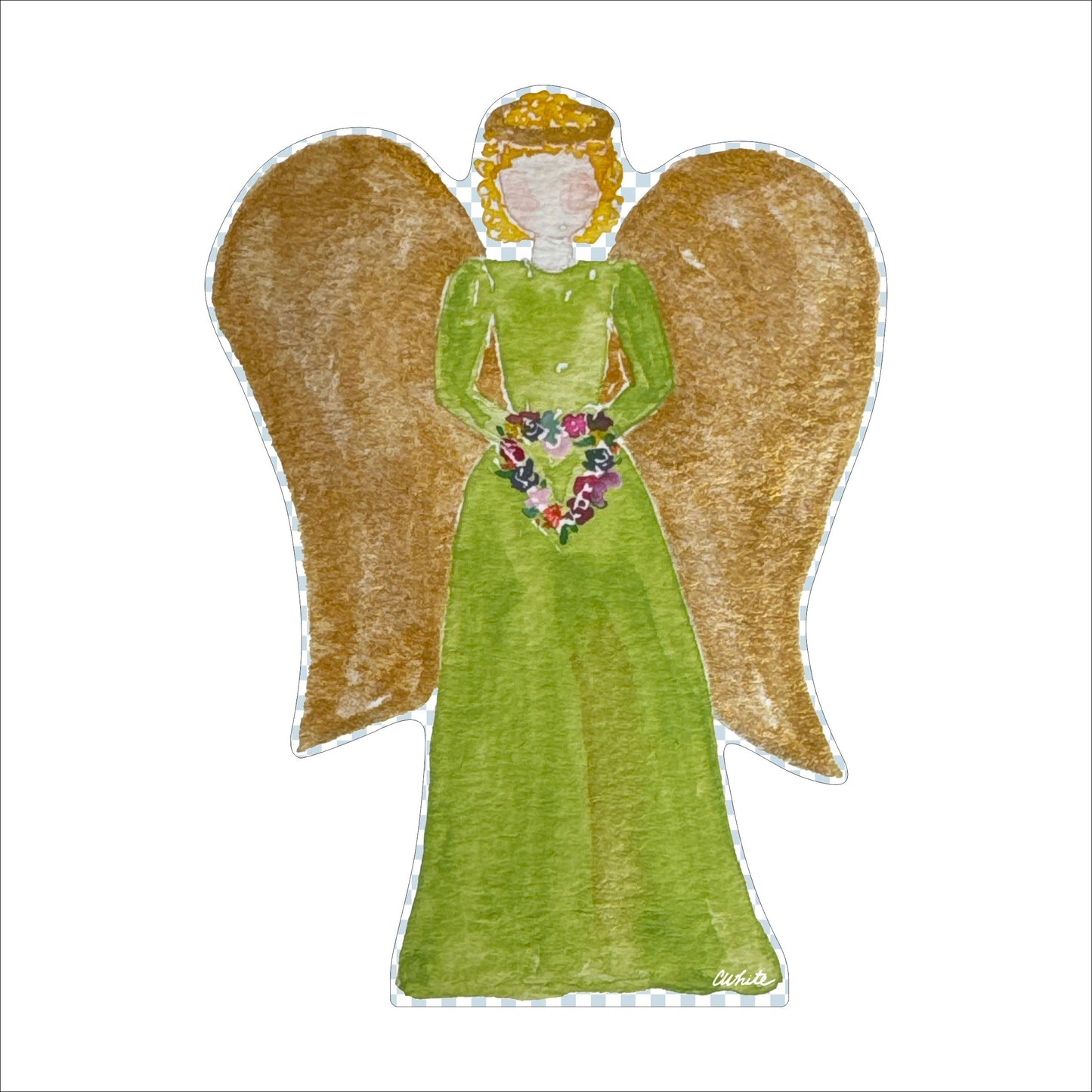 CWM-008 Caroline Green Angel | 0.75in. Acrylic Cutout | Case (any 10+)