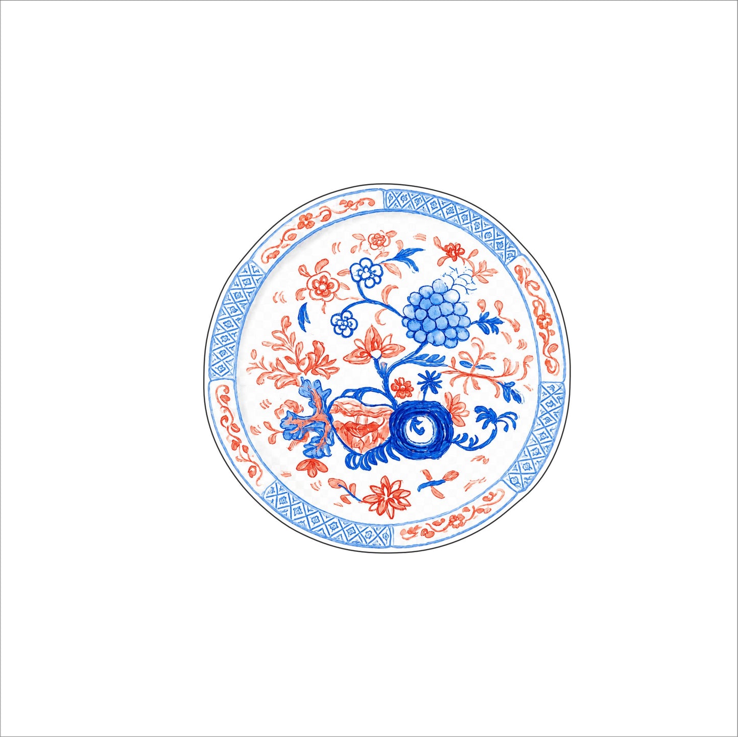 CWM-022 Blue & Orange Coaster | 0.50Acrylic Coaster with Clear Bumpers | Set of 4