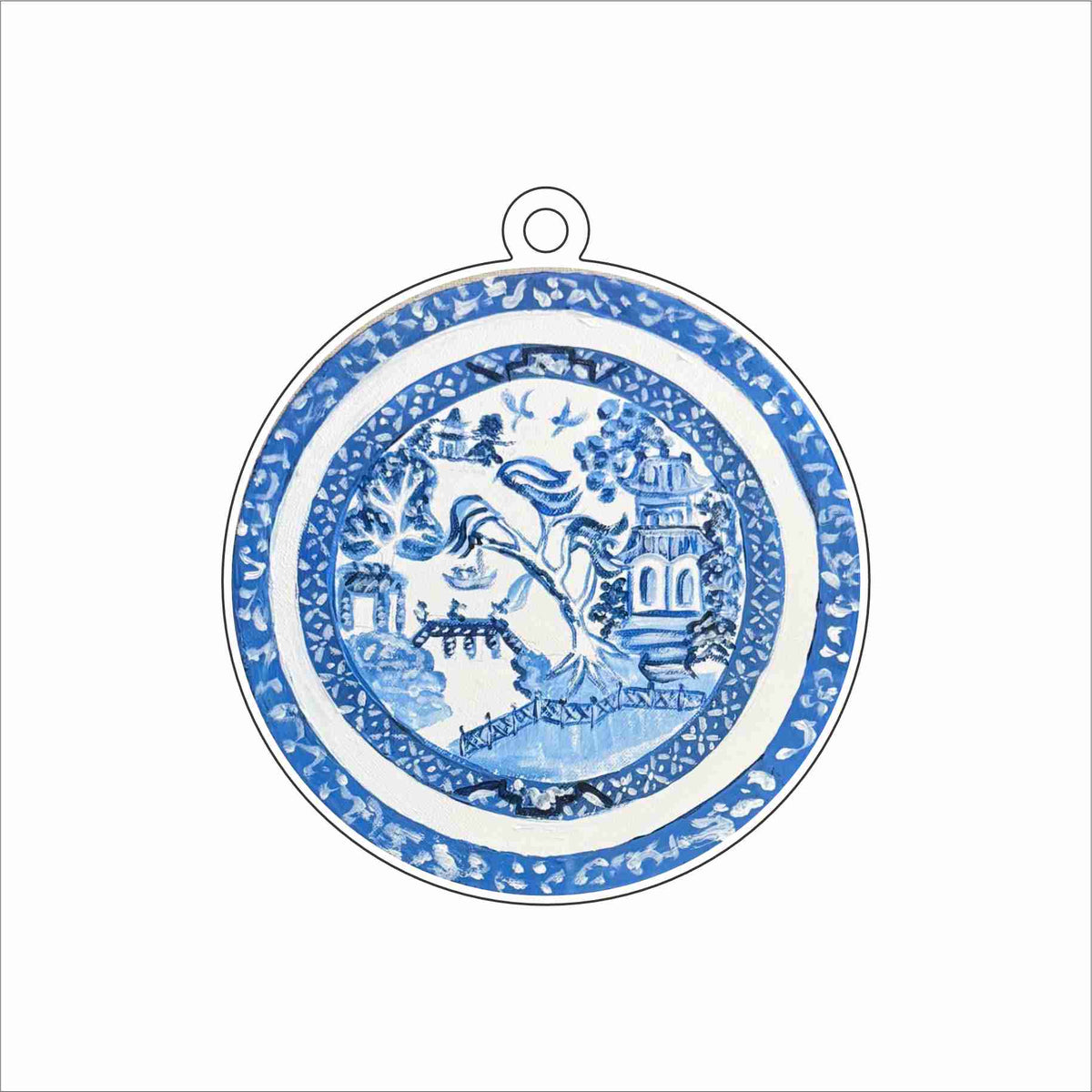 CWM-029 Blue Willow Plate Ornament | 0.25Acrylic Ornament