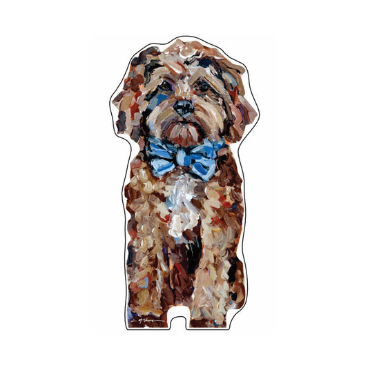 Cavapoo Red Blue Bow | 0.75in. Acrylic Shelfie | Case of 25