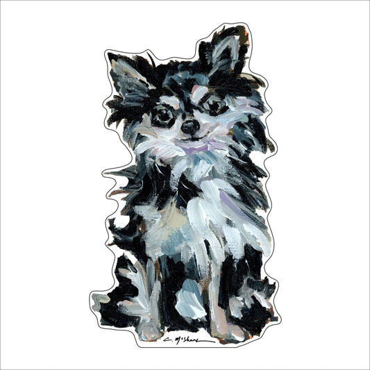 Chihuahua Black & White Long Hair | 0.75in. Acrylic Shelfie | Case of 25