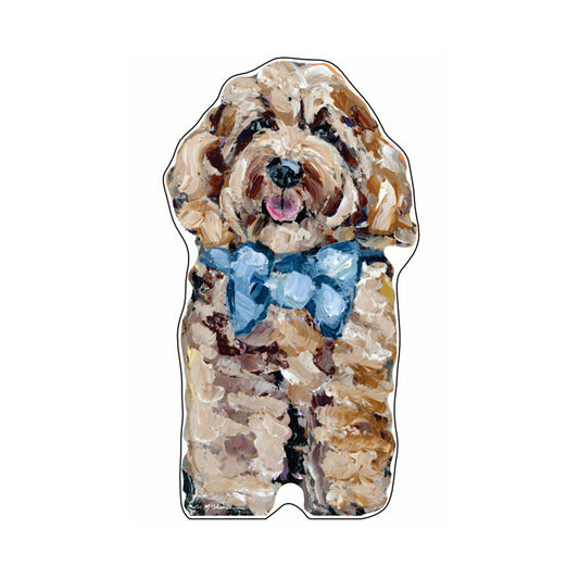 Cockapoo Blonde Blue Bow | 0.75in. Acrylic Shelfie | Case of 25