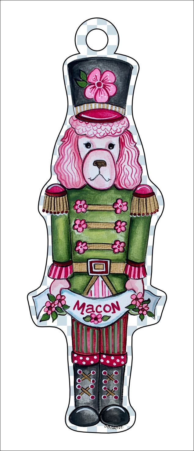DGA-005 Pink Macon Dog Ornament (4.5" tall) | 0.25 Acrylic | Case Bundle any 10+ (Pack of 1)