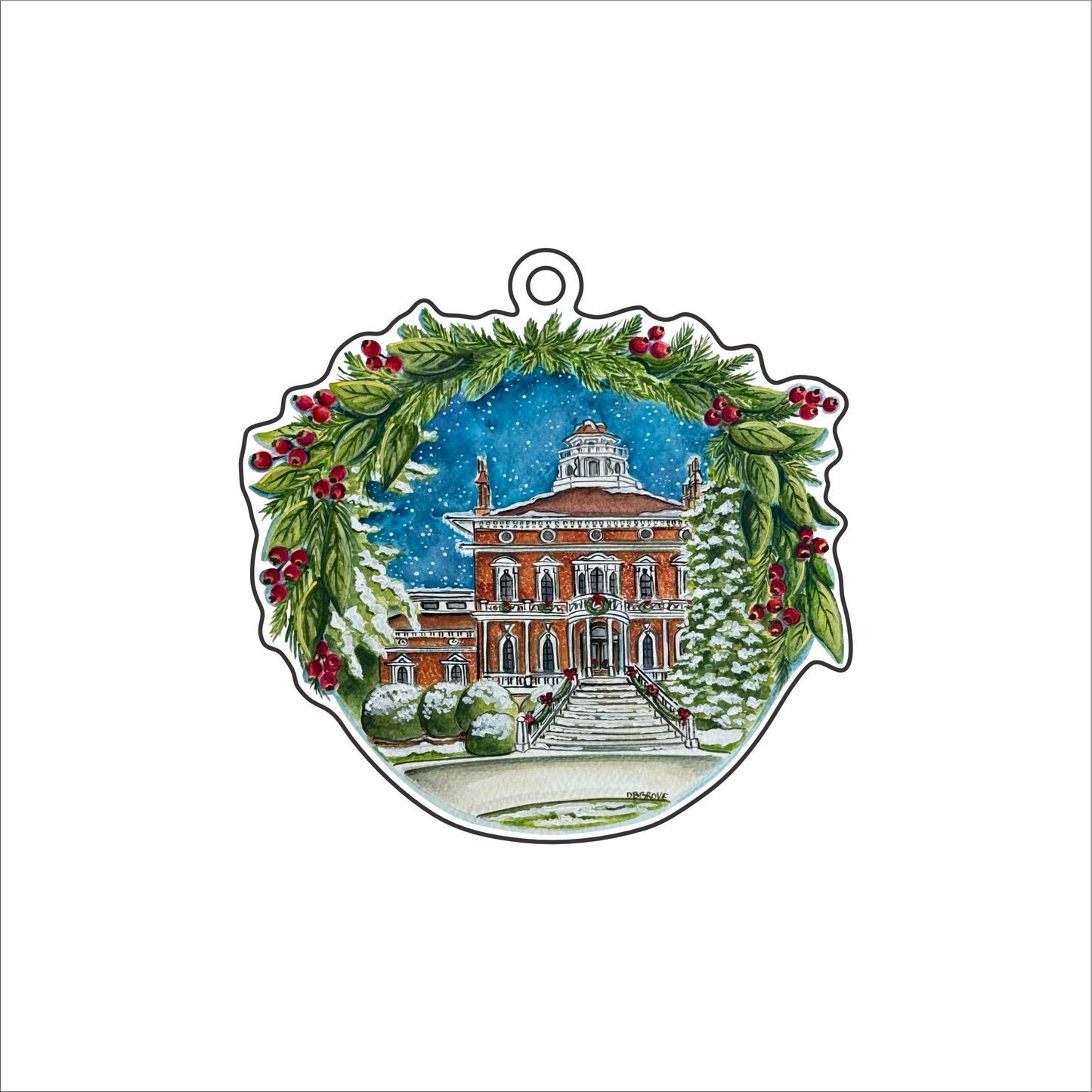 DGA-035 Hay House at Christmas Ornament | 0.25Acrylic Ornament