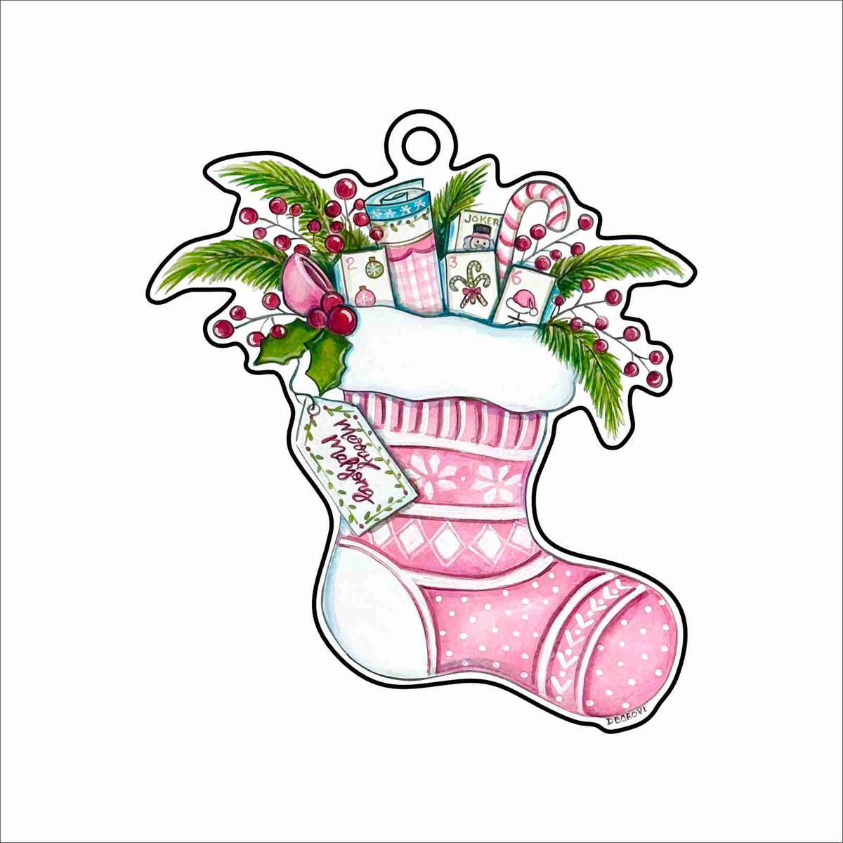 DGA-050 Merry Mahjong Stocking Ornament | 0.25Acrylic Ornament