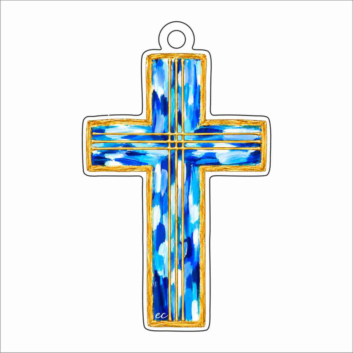 ECA-111 Cross Blue Ornament | 0.25Acrylic Ornament