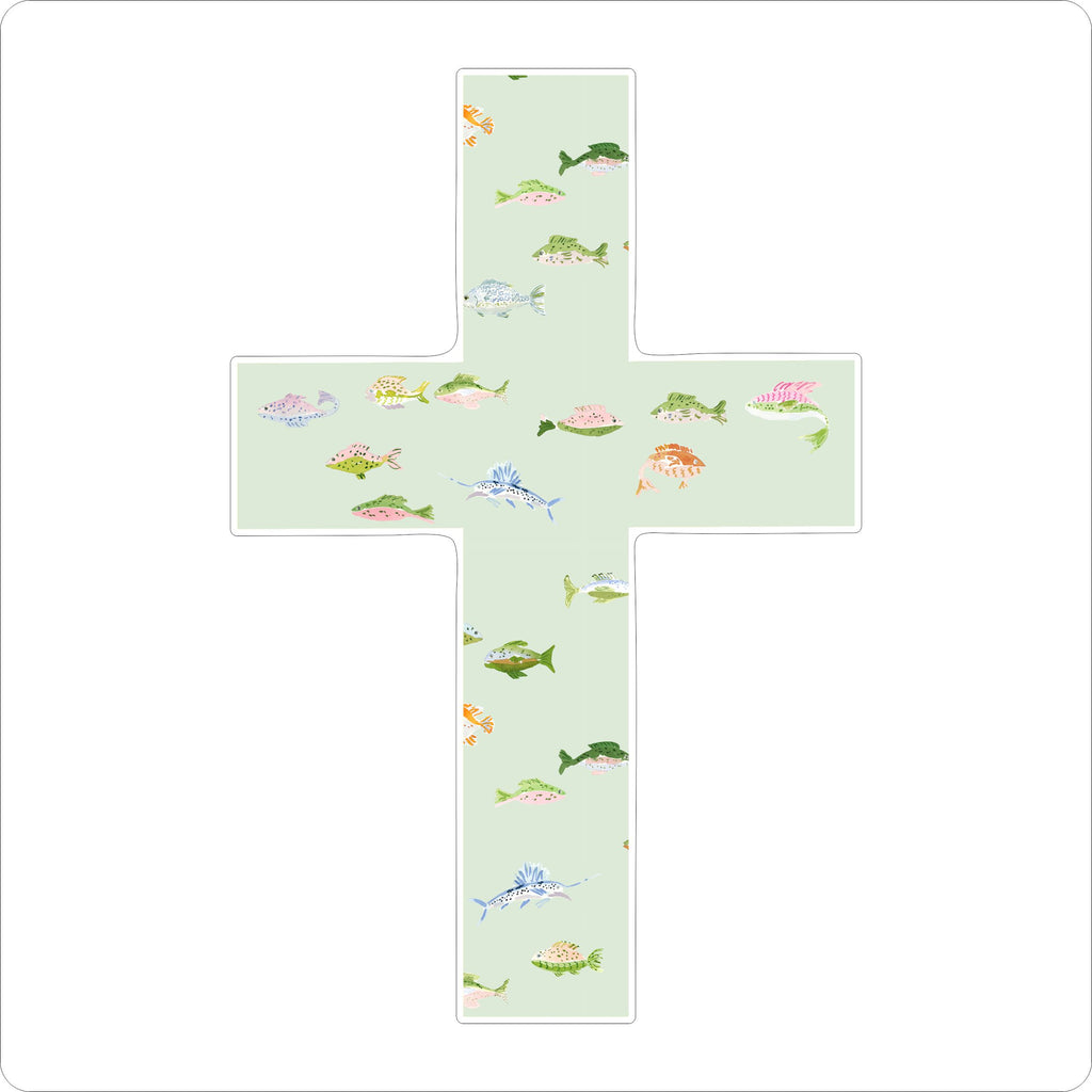EHA-005 Fish Cross | 0.75in. Acrylic Cutout 5x7 | Single