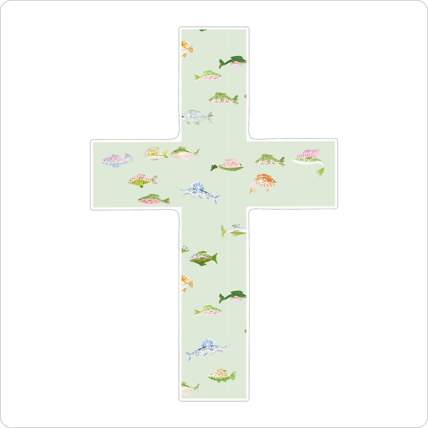 EHA-005 Fish Cross | 0.75in. Acrylic Cutout 5x7 | Single