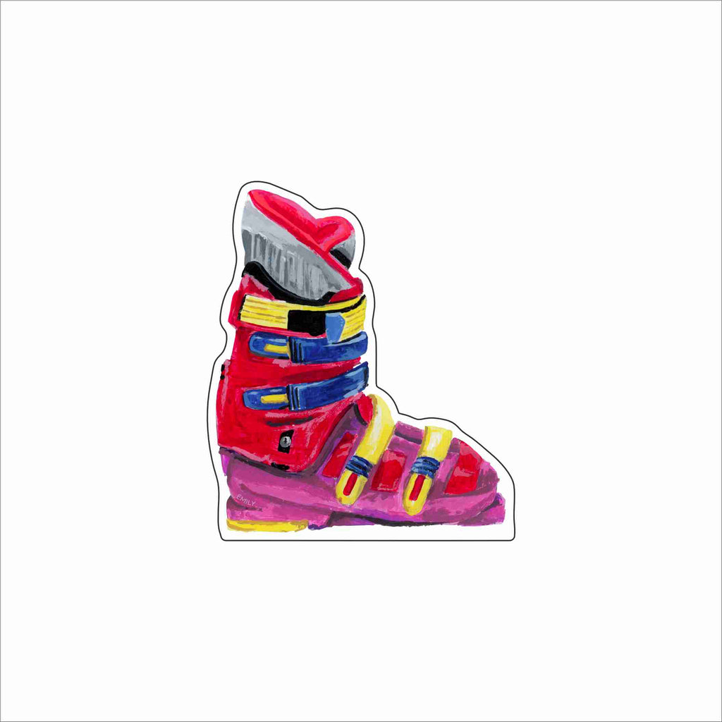 EMA-027 Red Ski Boot Magnet | 0.125Acrylic Magnet | Case of 4