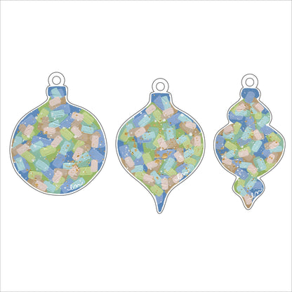 ENA-015 Blue & Green Ornaments (Set of 3) | 0.25in. Acrylic Ornament