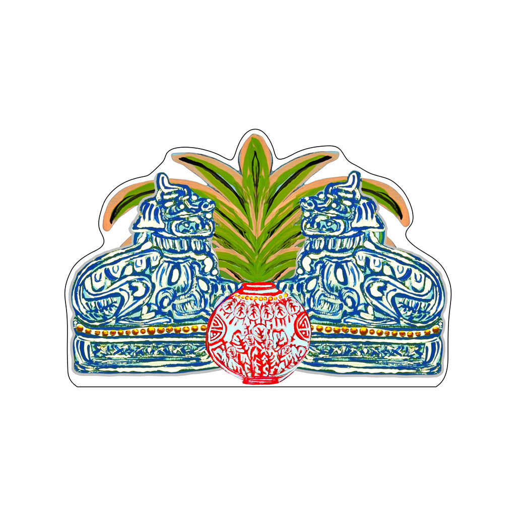 EPR-008 Red & Blue Foo Statue | 0.75Acrylic Contour