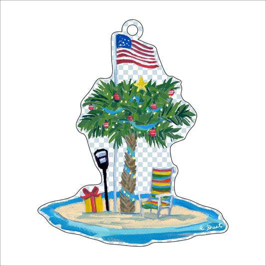 ESA-016 Palm Tree Island Ornament | 0.25in. Acrylic Ornament | Case of 30