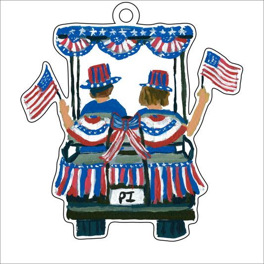 ESA-026 Pawley's Island July 4th Golf Cart | 0.25in. Acrylic Ornament | Case Bundle of 30