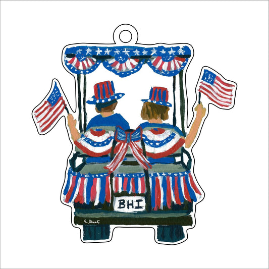 ESA-030 Bald Head Island July 4th Golf Cart | 0.25Acrylic Ornament | Case of 30