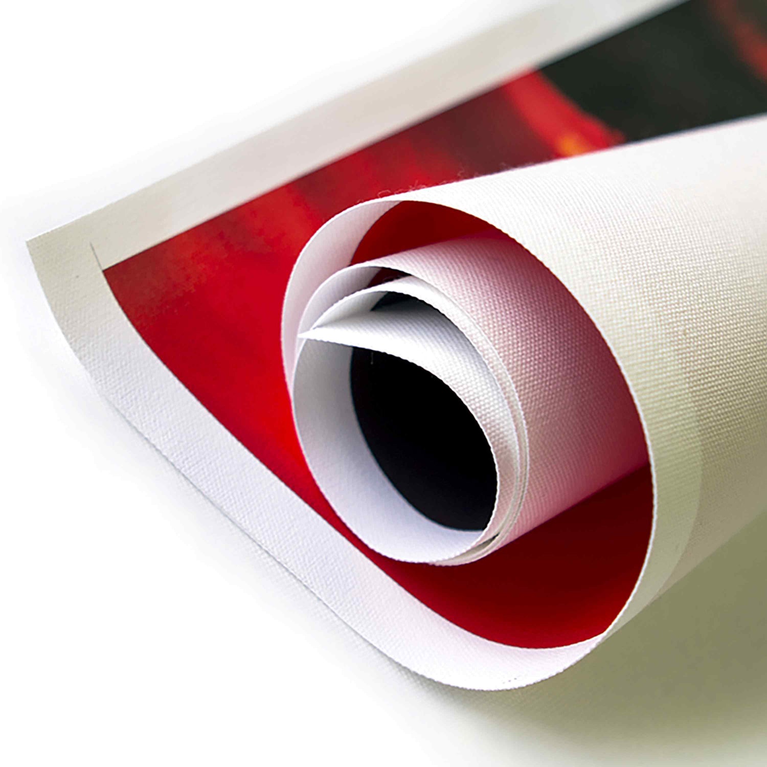 Rolled up canvas of a flexible art print