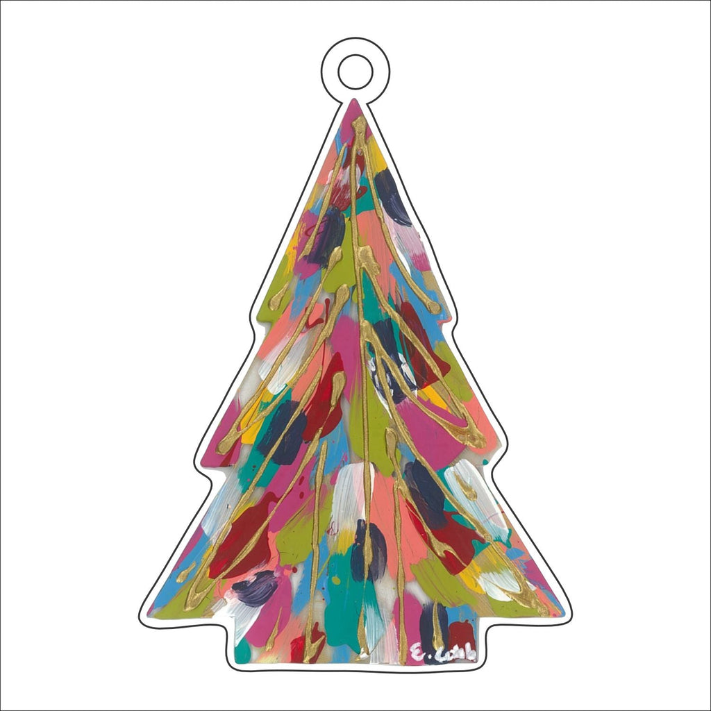 ECA-005 Brushstroke Evergreen Ornament | 0.25Acrylic Ornament | Case of 25