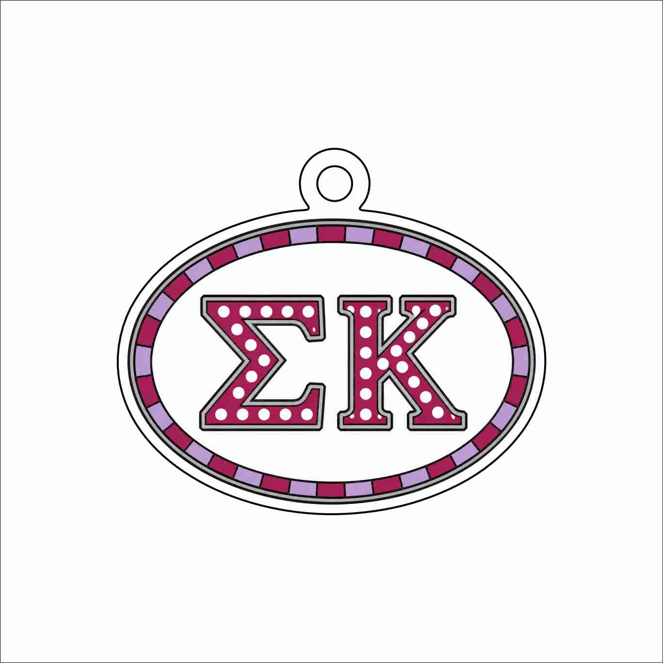 GTW-106 Sigma Kappa Oval Ornament | 0.25Acrylic Ornament