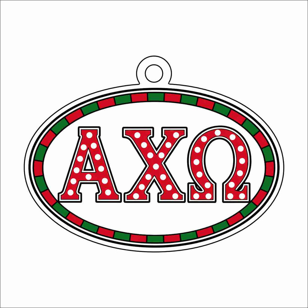GTW-107 Alpha Chi Omega Oval Ornament | 0.25Acrylic Ornament