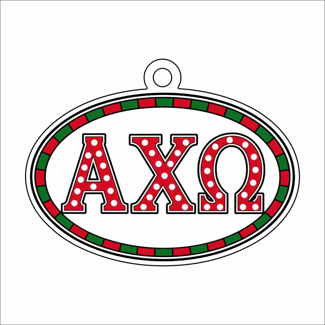 GTW-107 Alpha Chi Omega Oval Ornament | 0.25Acrylic Ornament
