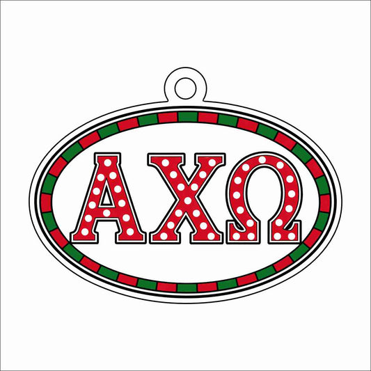 GTW-107 Alpha Chi Omega Oval Ornament | 0.25Acrylic Ornament