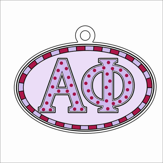 GTW-109 Alpha Phi Oval Ornament | 0.25Acrylic Ornament